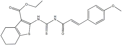 ethyl 2-[({[3-(4-methoxyphenyl)acryloyl]amino}carbothioyl)amino]-4,5,6,7-tetrahydro-1-benzothiophene-3-carboxylate Struktur