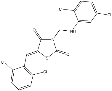 3-[(2,5-dichloroanilino)methyl]-5-(2,6-dichlorobenzylidene)-1,3-thiazolidine-2,4-dione Struktur