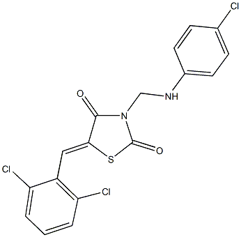 3-[(4-chloroanilino)methyl]-5-(2,6-dichlorobenzylidene)-1,3-thiazolidine-2,4-dione Struktur