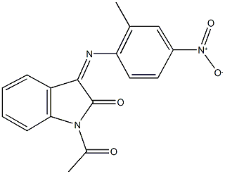 1-acetyl-3-({4-nitro-2-methylphenyl}imino)-1,3-dihydro-2H-indol-2-one Struktur