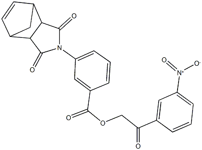 2-{3-nitrophenyl}-2-oxoethyl 3-(3,5-dioxo-4-azatricyclo[5.2.1.0~2,6~]dec-8-en-4-yl)benzoate Struktur