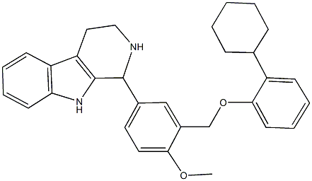 1-{3-[(2-cyclohexylphenoxy)methyl]-4-methoxyphenyl}-2,3,4,9-tetrahydro-1H-beta-carboline Struktur