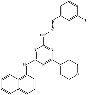 3-fluorobenzaldehyde [4-(4-morpholinyl)-6-(1-naphthylamino)-1,3,5-triazin-2-yl]hydrazone Struktur