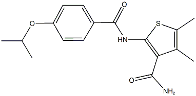 2-[(4-isopropoxybenzoyl)amino]-4,5-dimethyl-3-thiophenecarboxamide Struktur