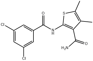 2-[(3,5-dichlorobenzoyl)amino]-4,5-dimethyl-3-thiophenecarboxamide Struktur