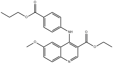 ethyl 6-methoxy-4-[4-(propoxycarbonyl)anilino]-3-quinolinecarboxylate Struktur