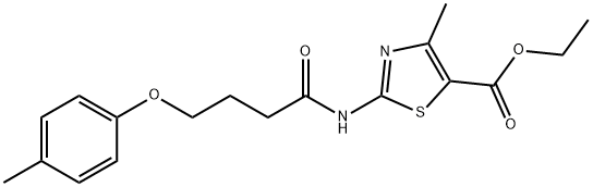 ethyl 4-methyl-2-{[4-(4-methylphenoxy)butanoyl]amino}-1,3-thiazole-5-carboxylate Struktur