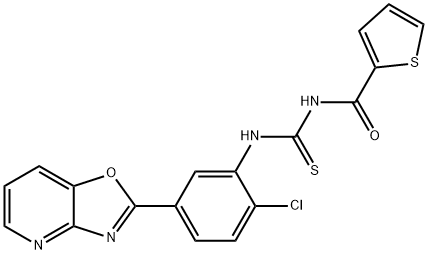 N-(2-chloro-5-[1,3]oxazolo[4,5-b]pyridin-2-ylphenyl)-N'-(2-thienylcarbonyl)thiourea Struktur