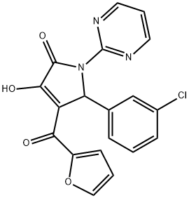 5-(3-chlorophenyl)-4-(2-furoyl)-3-hydroxy-1-(2-pyrimidinyl)-1,5-dihydro-2H-pyrrol-2-one Struktur