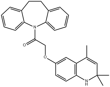 2-(10,11-dihydro-5H-dibenzo[b,f]azepin-5-yl)-2-oxoethyl 2,2,4-trimethyl-1,2-dihydro-6-quinolinyl ether Struktur