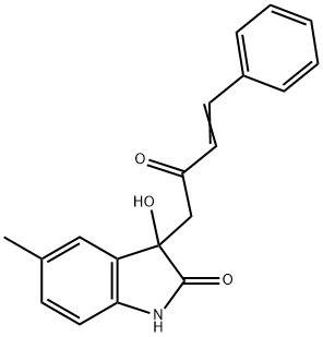 3-hydroxy-5-methyl-3-(2-oxo-4-phenyl-3-butenyl)-1,3-dihydro-2H-indol-2-one Struktur