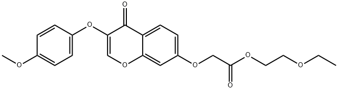 2-ethoxyethyl {[3-(4-methoxyphenoxy)-4-oxo-4H-chromen-7-yl]oxy}acetate Struktur