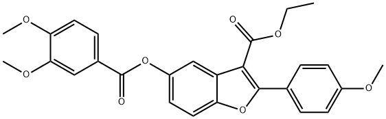 ethyl 5-[(3,4-dimethoxybenzoyl)oxy]-2-(4-methoxyphenyl)-1-benzofuran-3-carboxylate Struktur