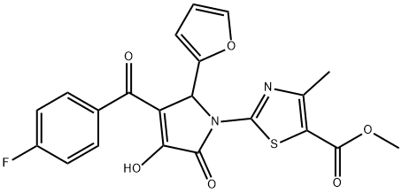 methyl 2-[3-(4-fluorobenzoyl)-2-(2-furyl)-4-hydroxy-5-oxo-2,5-dihydro-1H-pyrrol-1-yl]-4-methyl-1,3-thiazole-5-carboxylate Struktur