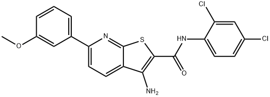 3-amino-N-(2,4-dichlorophenyl)-6-(3-methoxyphenyl)thieno[2,3-b]pyridine-2-carboxamide Struktur