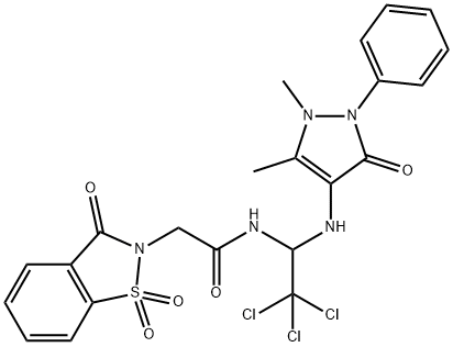 2-(1,1-dioxido-3-oxo-1,2-benzisothiazol-2(3H)-yl)-N-{2,2,2-trichloro-1-[(1,5-dimethyl-3-oxo-2-phenyl-2,3-dihydro-1H-pyrazol-4-yl)amino]ethyl}acetamide Struktur