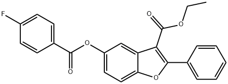 ethyl 5-[(4-fluorobenzoyl)oxy]-2-phenyl-1-benzofuran-3-carboxylate Struktur