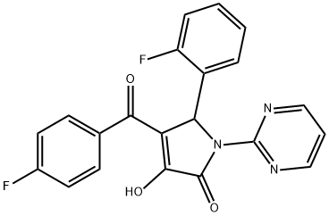 4-(4-fluorobenzoyl)-5-(2-fluorophenyl)-3-hydroxy-1-(2-pyrimidinyl)-1,5-dihydro-2H-pyrrol-2-one Struktur