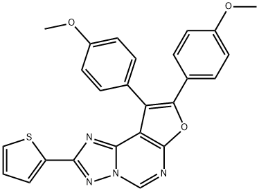 8,9-bis(4-methoxyphenyl)-2-thien-2-ylfuro[3,2-e][1,2,4]triazolo[1,5-c]pyrimidine Struktur