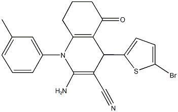 2-amino-4-(5-bromothien-2-yl)-1-(3-methylphenyl)-5-oxo-1,4,5,6,7,8-hexahydroquinoline-3-carbonitrile Struktur