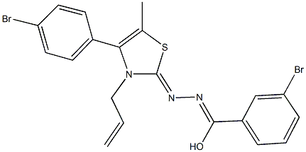 N-(3-allyl-4-(4-bromophenyl)-5-methyl-1,3-thiazol-2(3H)-ylidene)-3-bromobenzenecarbohydrazonic acid Struktur