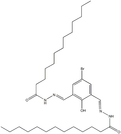 N'-[5-bromo-2-hydroxy-3-(2-tridecanoylcarbohydrazonoyl)benzylidene]tridecanohydrazide Struktur