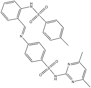 N-(4,6-dimethyl-2-pyrimidinyl)-4-[(2-{[(4-methylphenyl)sulfonyl]amino}benzylidene)amino]benzenesulfonamide Struktur