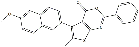 5-(6-methoxy-2-naphthyl)-6-methyl-2-phenyl-4H-thieno[2,3-d][1,3]oxazin-4-one Struktur