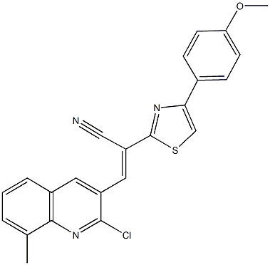 3-(2-chloro-8-methyl-3-quinolinyl)-2-[4-(4-methoxyphenyl)-1,3-thiazol-2-yl]acrylonitrile Struktur