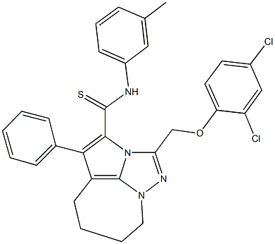 2-[(2,4-dichlorophenoxy)methyl]-N-(3-methylphenyl)-4-phenyl-5,6,7,8-tetrahydro-1,2a,8a-triazacyclopenta[cd]azulene-3-carbothioamide Struktur