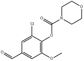 2-chloro-4-formyl-6-methoxyphenyl morpholine-4-carboxylate Struktur