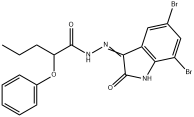 N'-(5,7-dibromo-2-oxo-1,2-dihydro-3H-indol-3-ylidene)-2-phenoxypentanohydrazide Struktur