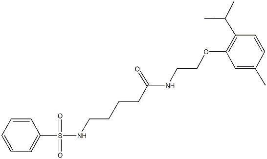 N-[2-(2-isopropyl-5-methylphenoxy)ethyl]-5-[(phenylsulfonyl)amino]pentanamide Struktur