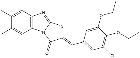 2-(3-chloro-4,5-diethoxybenzylidene)-6,7-dimethyl[1,3]thiazolo[3,2-a]benzimidazol-3(2H)-one Struktur