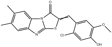 2-(2-chloro-4-hydroxy-5-methoxybenzylidene)-6,7-dimethyl[1,3]thiazolo[3,2-a]benzimidazol-3(2H)-one Struktur