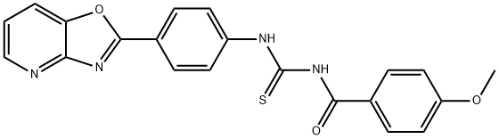 N-(4-methoxybenzoyl)-N'-(4-[1,3]oxazolo[4,5-b]pyridin-2-ylphenyl)thiourea Struktur