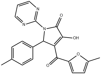 3-hydroxy-4-(5-methyl-2-furoyl)-5-(4-methylphenyl)-1-(2-pyrimidinyl)-1,5-dihydro-2H-pyrrol-2-one Struktur