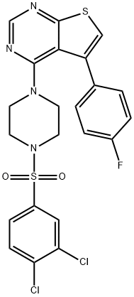 4-{4-[(3,4-dichlorophenyl)sulfonyl]-1-piperazinyl}-5-(4-fluorophenyl)thieno[2,3-d]pyrimidine Struktur