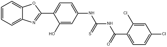 N-[4-(1,3-benzoxazol-2-yl)-3-hydroxyphenyl]-N'-(2,4-dichlorobenzoyl)thiourea Struktur