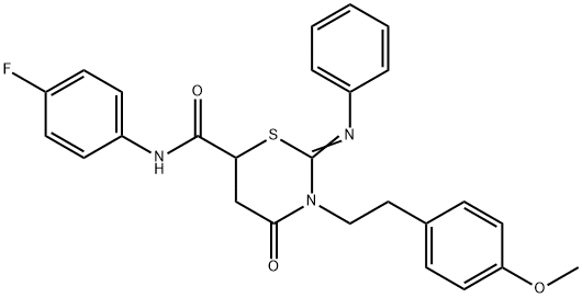 N-(4-fluorophenyl)-3-[2-(4-methoxyphenyl)ethyl]-4-oxo-2-(phenylimino)-1,3-thiazinane-6-carboxamide Struktur