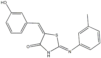 5-(3-hydroxybenzylidene)-2-[(3-methylphenyl)imino]-1,3-thiazolidin-4-one Struktur