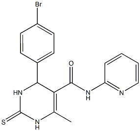 4-(4-bromophenyl)-6-methyl-N-pyridin-2-yl-2-thioxo-1,2,3,4-tetrahydropyrimidine-5-carboxamide Struktur