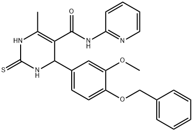 4-[4-(benzyloxy)-3-methoxyphenyl]-6-methyl-N-pyridin-2-yl-2-thioxo-1,2,3,4-tetrahydropyrimidine-5-carboxamide Struktur