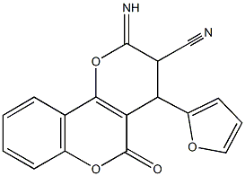 2-amino-4-(2-furyl)-5-oxo-4H,5H-pyrano[3,2-c]chromene-3-carbonitrile Struktur