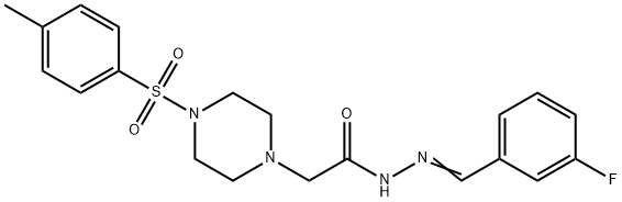 N'-(3-fluorobenzylidene)-2-{4-[(4-methylphenyl)sulfonyl]-1-piperazinyl}acetohydrazide Struktur