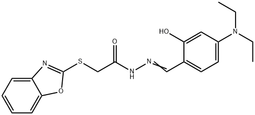 2-(1,3-benzoxazol-2-ylsulfanyl)-N'-[4-(diethylamino)-2-hydroxybenzylidene]acetohydrazide Struktur