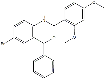 6-bromo-2-(2,4-dimethoxyphenyl)-4-phenyl-1,4-dihydro-2H-3,1-benzoxazine Struktur