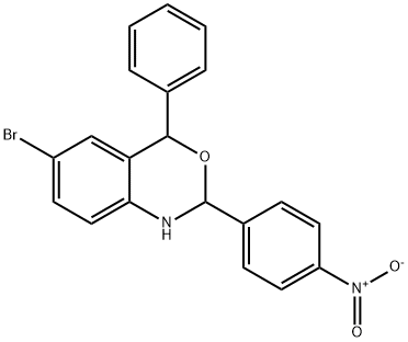 6-bromo-2-{4-nitrophenyl}-4-phenyl-1,4-dihydro-2H-3,1-benzoxazine Struktur