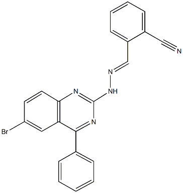 2-[2-(6-bromo-4-phenyl-2-quinazolinyl)carbohydrazonoyl]benzonitrile Struktur