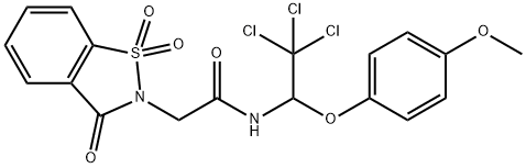 2-(1,1-dioxido-3-oxo-1,2-benzisothiazol-2(3H)-yl)-N-[2,2,2-trichloro-1-(4-methoxyphenoxy)ethyl]acetamide Struktur